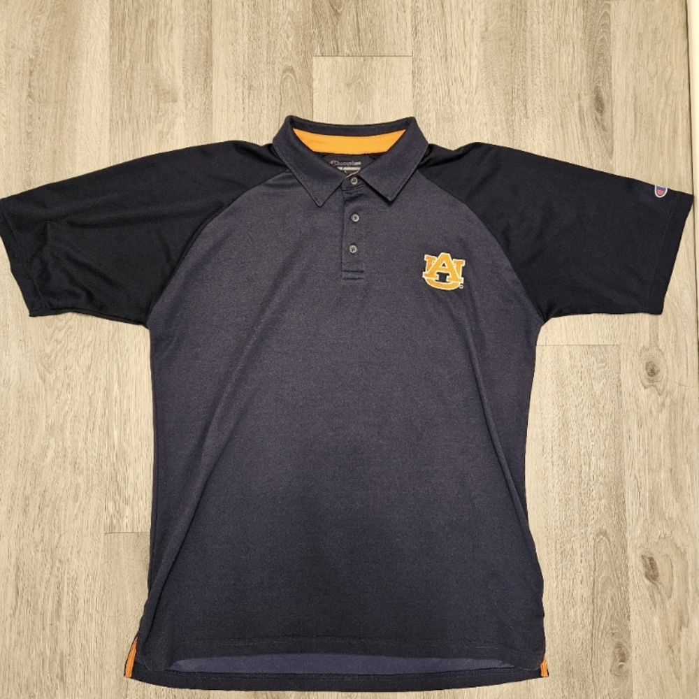 Men's Auburn Tigers Polo Shirt Navy Orange Champion Large War Eagle Logo